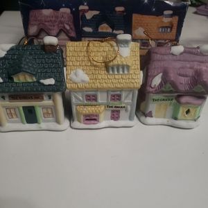 3 piece village house bell ornament readers digest 1991 vintage